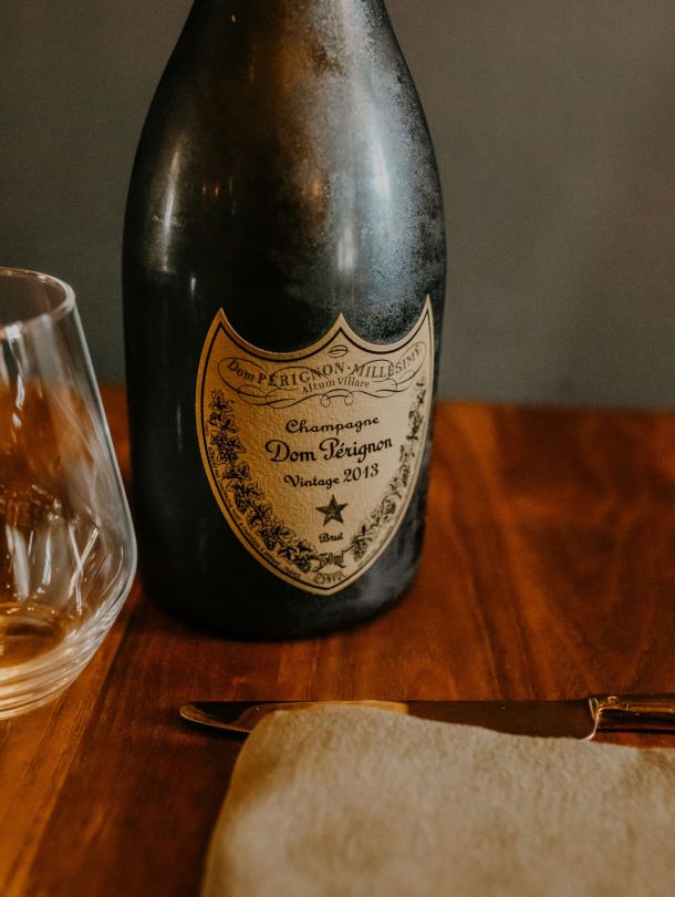 champagne dom perignon servi au jardin des saveurs à landerneau