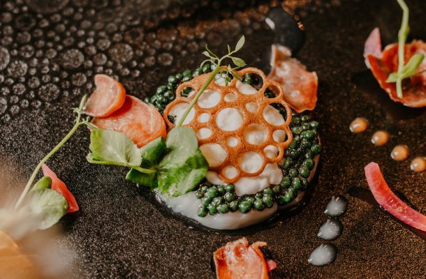 caviar marin préparé au restaurant à landerneau le jardin des saveurs